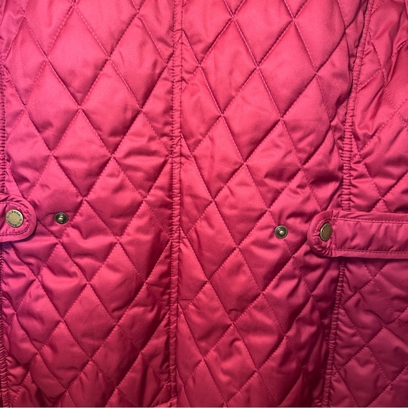 L.L. Bean Red Quilted Barn/Utility Jacket, Plaid Interior, Corduroy Detail, Sz L - Picture 10 of 13